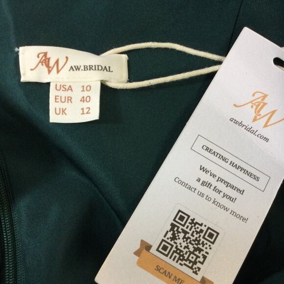 AW BRIDAL SZ 10 L dark emerald Gwyneth wedding bridesmaid maxi dress party B59 - Picture 8 of 9